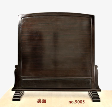 衝立: 黒檀  おしどり 浮き彫り (これから仕上げ品)　　 no.9005