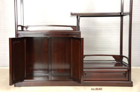 飾り棚:紫檀  吹き抜け網代編み 3尺棚 (完成品) no.8640