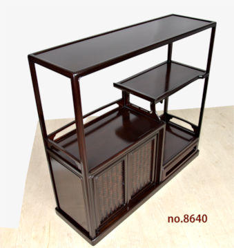 飾り棚:紫檀  吹き抜け網代編み 3尺棚 (完成品) no.8640